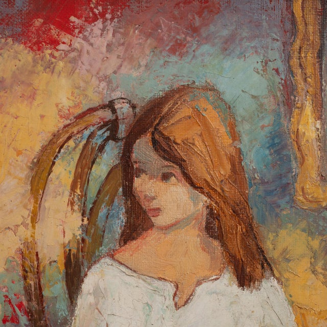 French Mid 20th Century France Pink Canvas Painting For Sale - Image 3 of 15