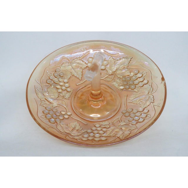 Early 20th Century Imperial Glass Harvest Grape and Leaf Marigold Carnival Glass Handled Tray For Sale In Miami - Image 6 of 17