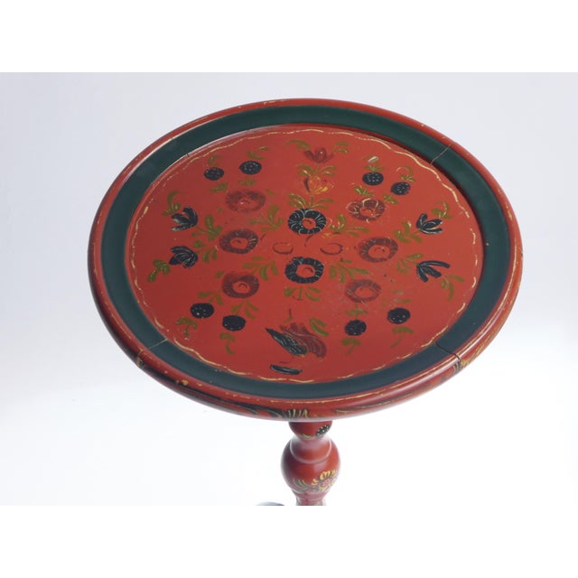 Antique Dutch Folk Art Round Hand-Painted Wood Hindeloopen Side Table For Sale - Image 3 of 7