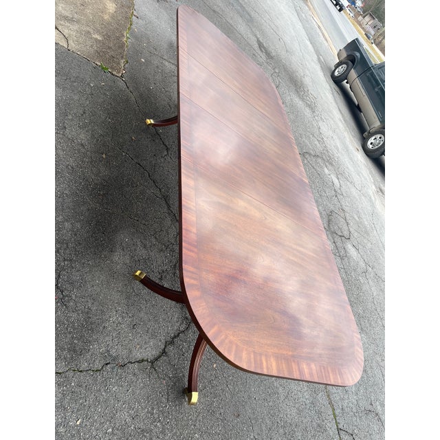 Traditional Late 20th Century Councill Craftsmen Banded Mahogany Dining Table For Sale - Image 3 of 13