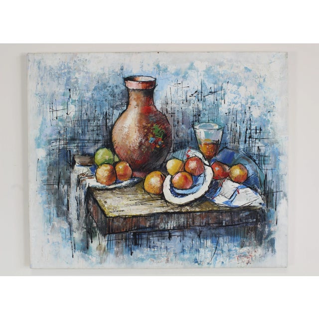 Mid-Century Modern 80's Still Life Acrylic Painting For Sale - Image 3 of 4