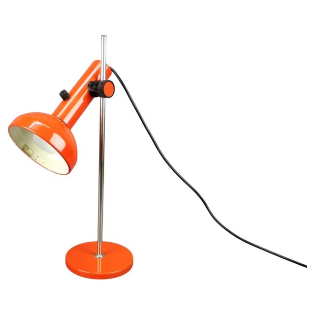 German Bauhaus Style Orange Adjustable Desk Lamp, 1970s For Sale - Image 13 of 13