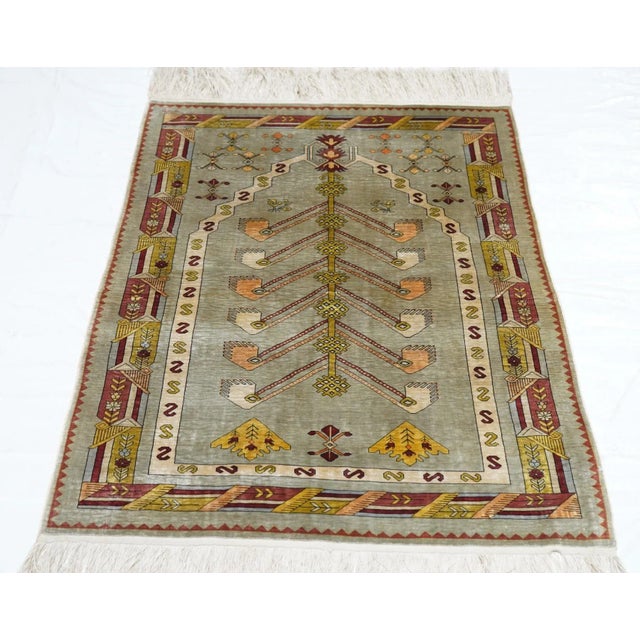 Extremely Fine Antique Turkish Silk Hereke Rug 2'6'' X 3'5'' For Sale - Image 11 of 12