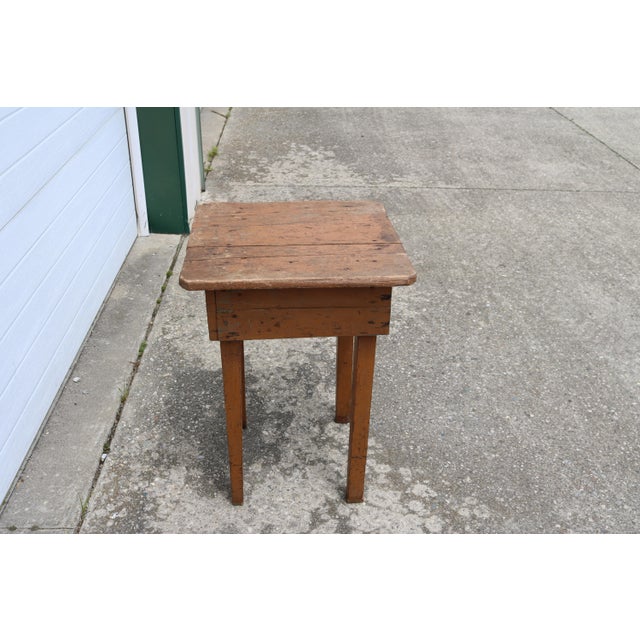 Vintage Rustic Farm Painted Side Table/Stand For Sale - Image 4 of 7