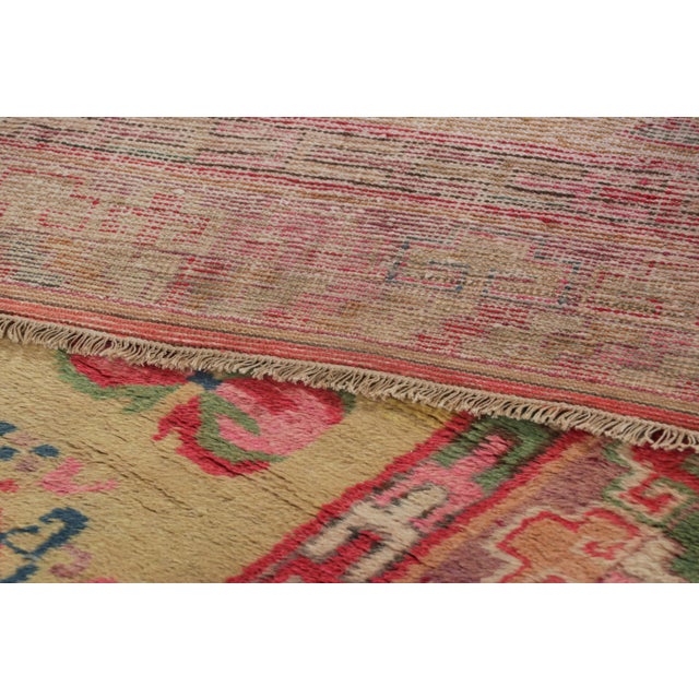 Red Vintage Samarkand Rug in Beige and Red With Geometric Medallion - Rug & Kilim For Sale - Image 8 of 8