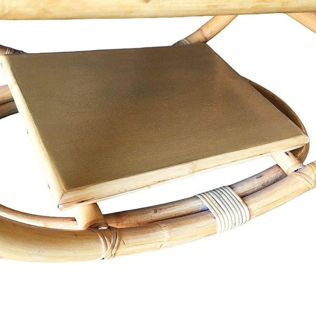 Restored Mid-Century Two-Tier Rattan Coffee Table W/ Philippine Mahogany Top For Sale In Los Angeles - Image 6 of 6