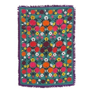 Late 20th Century Suzani Style Textile, Colorful and Floral Print For Sale