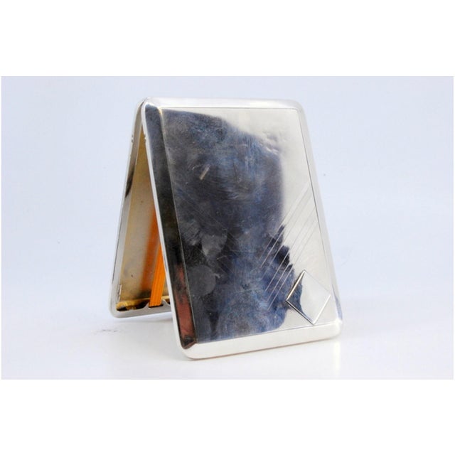 Silver Cigarette Case with Engravings Surrounding Monogram Card For Sale - Image 4 of 9