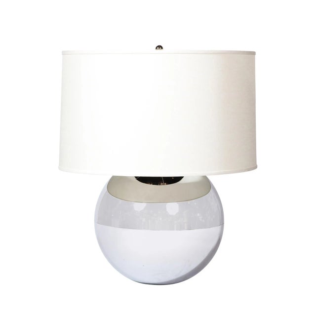 Mid-Century "Ball" Table Lamp in Chrome in the Style of Karl Springer For Sale - Image 11 of 11