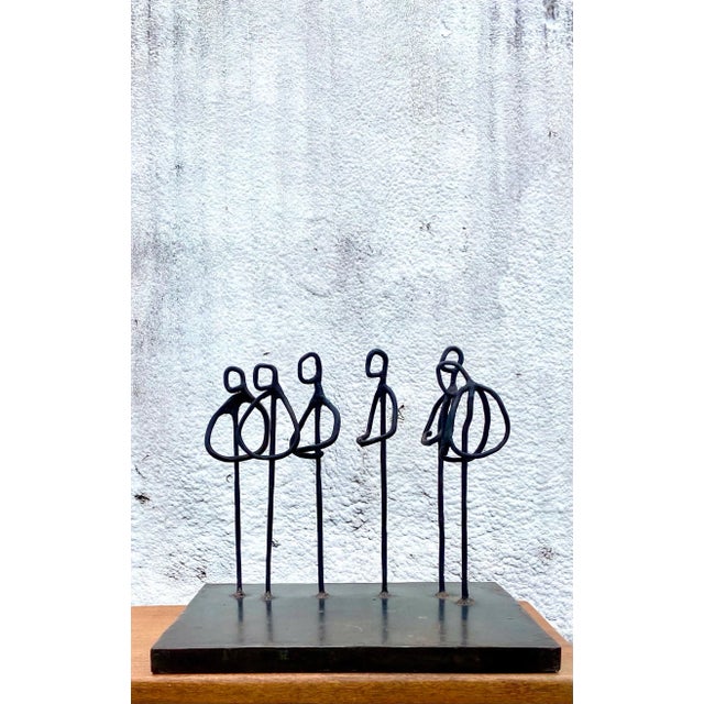 Bronze Contemporary Signed Abstract Iron Figural Sculpture "The Gathering" by Acs For Sale - Image 8 of 12
