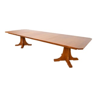 Stickley Mission Oak Arts & Crafts Double Pedestal Extension Dining Table For Sale