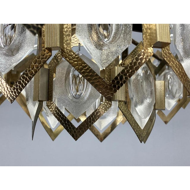 Faceted Glass Chandelier attributed to Jaroslav Bejvl for Kamenicky Senov, 1960s For Sale - Image 6 of 18