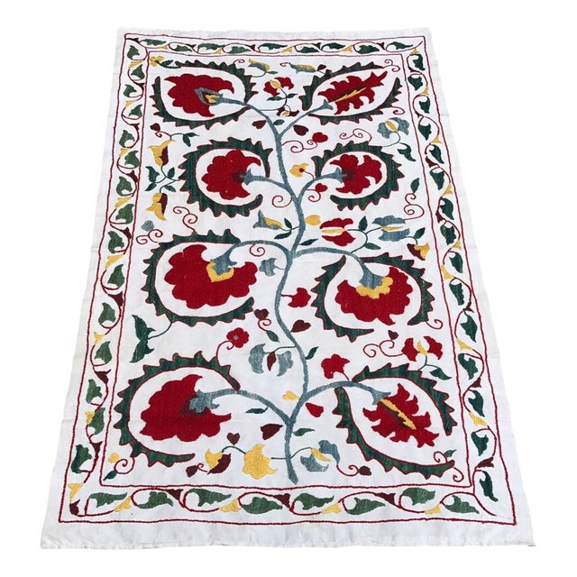 Handmade Suzani Fabric Tapestry, 1980s For Sale