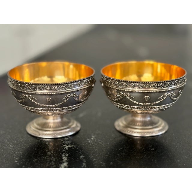 Vintage English Georgian Style Silver Plated Decorative Petite Bowls / Rose Bowls / Open Salts by Corbell & Co For Sale In Little Rock - Image 6 of 12