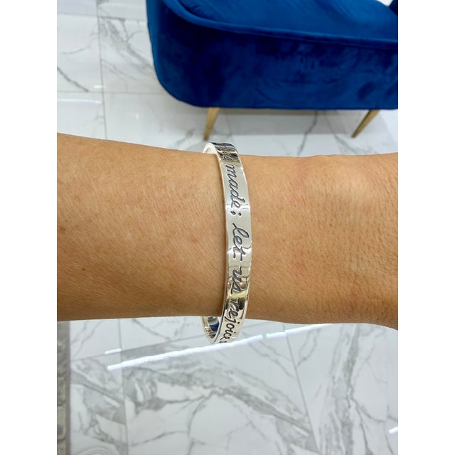 Silver Mid 20th Century James Avery 925 Silver Retired This Is the Day the Lord Has Made Bangle Bracelet For Sale - Image 8 of 8