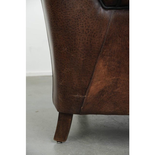 Vintage Sheepskin Club Chair in Leather For Sale - Image 14 of 16