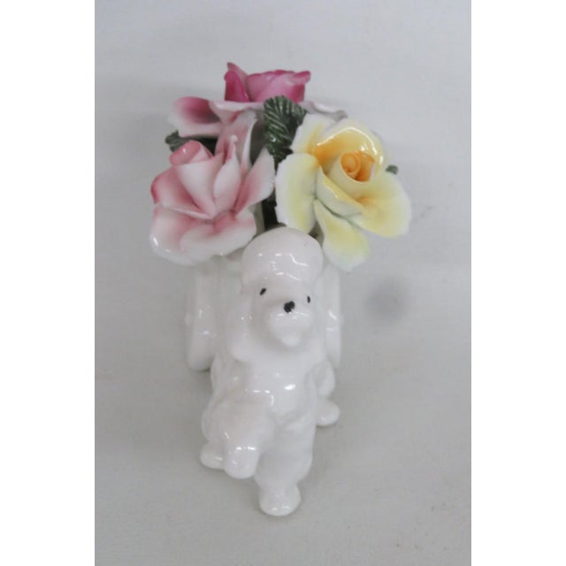 Late 20th Century Thorley Bone China Figurine Poodle Pulling Cart of Flowers Made in England 5155b For Sale - Image 5 of 16