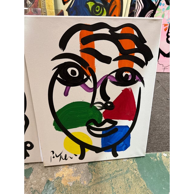Peter Keil 1970s Original Pair of Peter Keil Cubist Colorful Paintings For Sale - Image 4 of 6