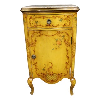 Italian Painted Nightstand With Marble Top by Ny Galleries For Sale