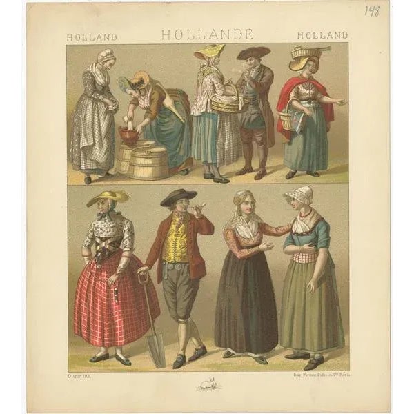 Racinet, Holland Outfits, 1880, Paper For Sale - Image 3 of 5