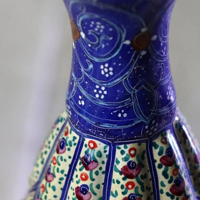 Antique Persian Quilted Porcelain Floral Enameled Vase Signed C1920 For Sale - Image 4 of 6