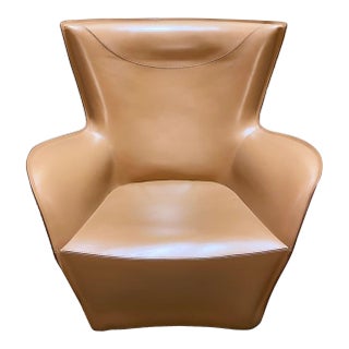 Molteni & C Mandrague Modern Leather Swivel Chair For Sale