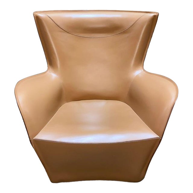 Molteni & C Mandrague Modern Leather Swivel Chair For Sale