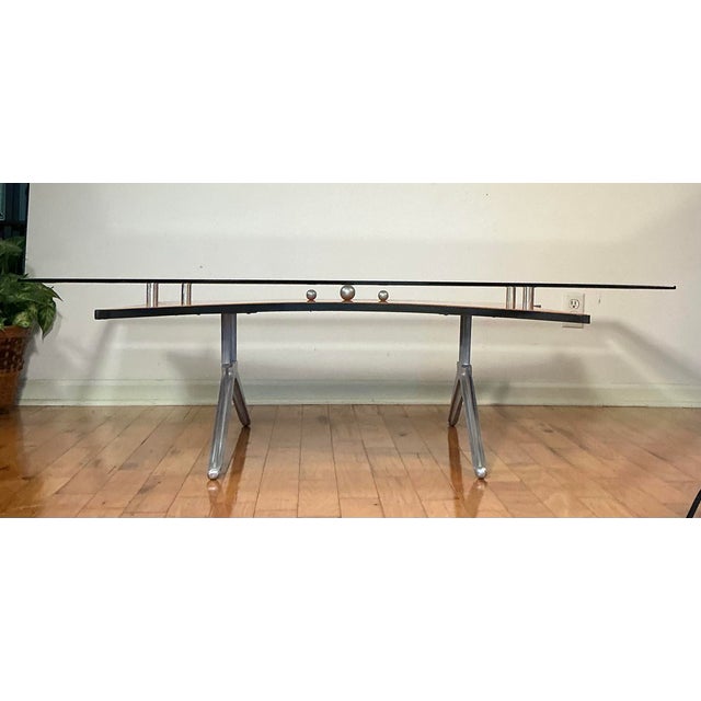 Contemporary Vintage Glass Birch and Aluminum Rectangular Coffee Table For Sale - Image 3 of 12