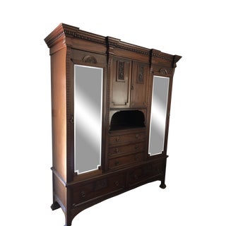 1920's English Mahogany Linen Press For Sale