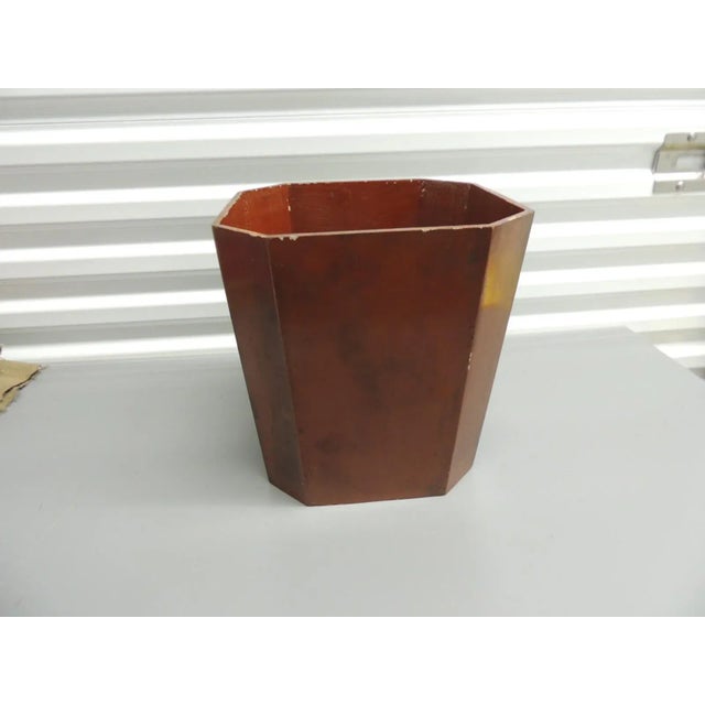 Red and Green Wood Lacquered Finish Wastebasket For Sale - Image 4 of 6