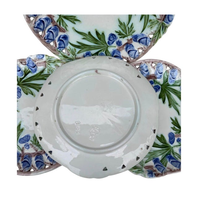 Majolica Reticulated Purple Flowers Plate Villeroy & Boch, Circa 1900 For Sale In Austin - Image 6 of 6