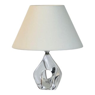 1970s Small Daum Nancy Boudoir Lamp With Linen Shade For Sale