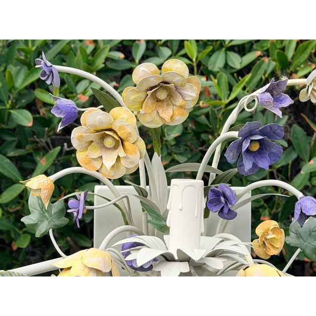 1980s Vintage 3 Light Tole Wall Sconce For Sale - Image 5 of 12