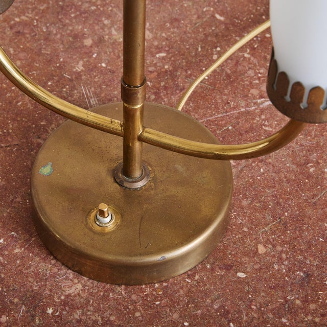 Italian Brass Table Lamp with Frosted Glass Shades, 1950s For Sale - Image 4 of 9