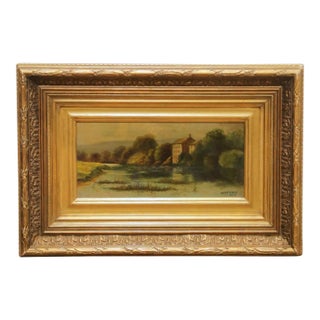 Early 20th Century Oil Landscape Painting by W. Baldwin in Giltwood Frame For Sale