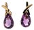Late 20th-Century 14k Yellow Gold Pearshape Amethyst X Top Pierced Earrings, Pair For Sale
