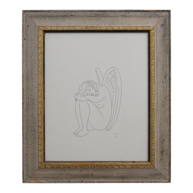 Ink Drawing Slumbering Angel 1994 For Sale