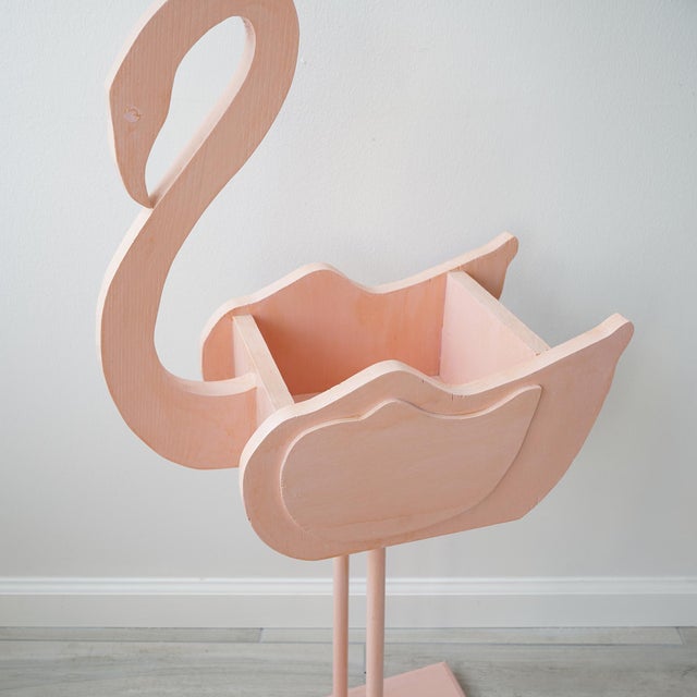 Vintage Artist Studio Handmade Wood Flamingo Planter For Sale - Image 14 of 16