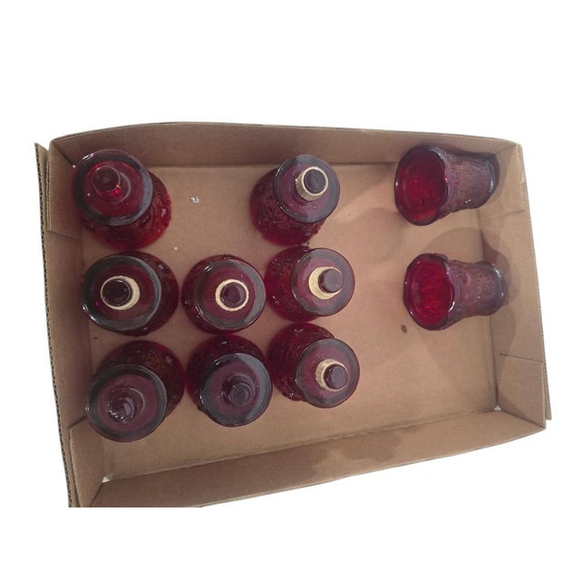 Vintage Brass Louis XVI-Style Wall Candle Sconces With Ruby Glass Cups - Pair For Sale - Image 4 of 5