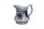 Antique Gaudy Welsh Ironstone cobalt / flow blue floral creamer pitcher and shallow bowls / plate. Circa 1850s....
