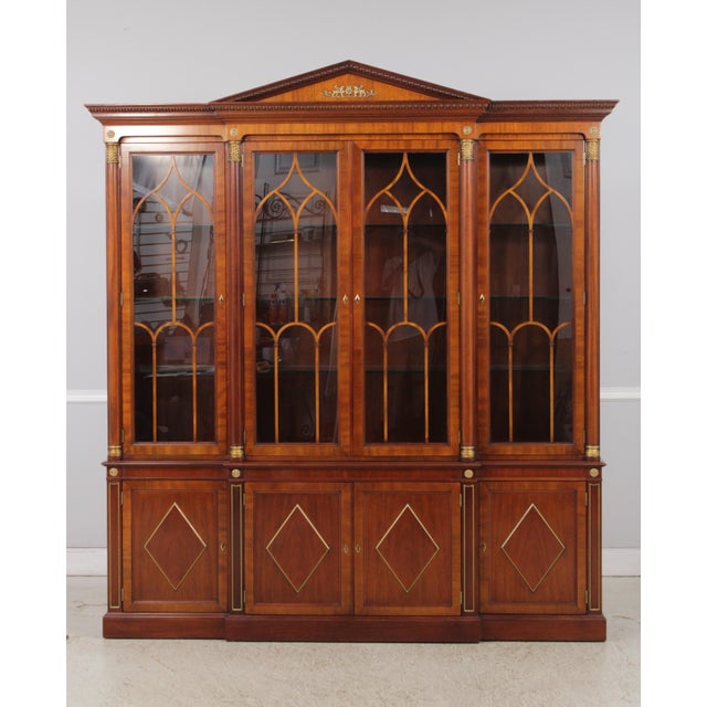 Age: Approx: 20 Years Old Details: Kent Finish Glass Adjustable Shelves 2 Piece Construction Fine Carved Details High...