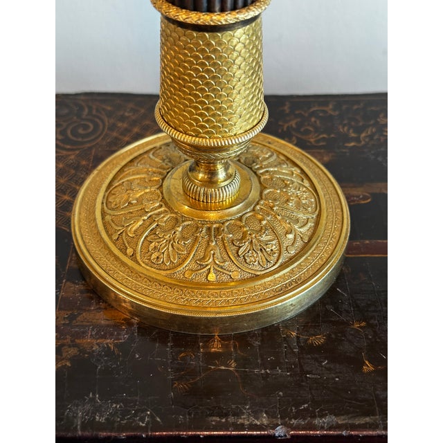 Early 19th Century Single Empire Gilt Bronze Period Candlestick as Lamp For Sale - Image 9 of 18