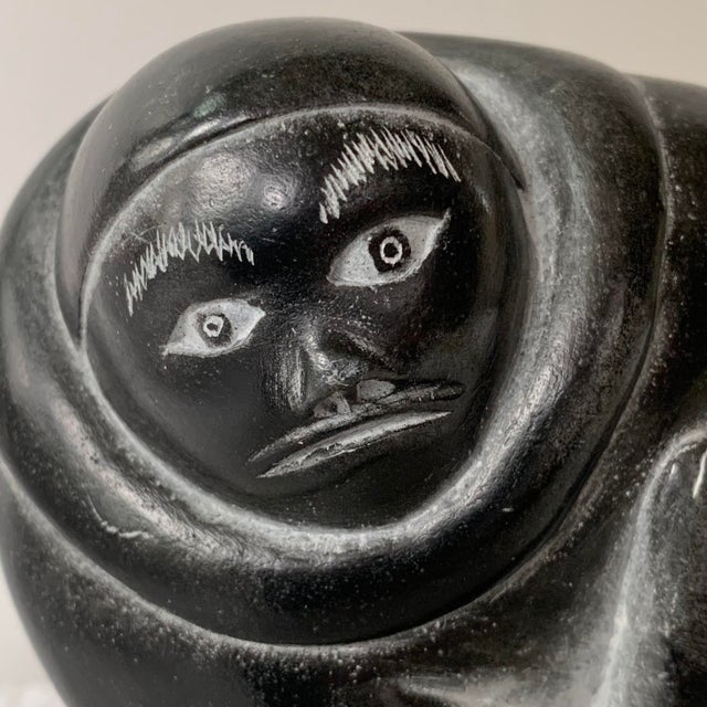 This is an exceptional, authentic mid-century Canadian Inuit stone sculpture handcrafted by the celebrated Nunavik artist...