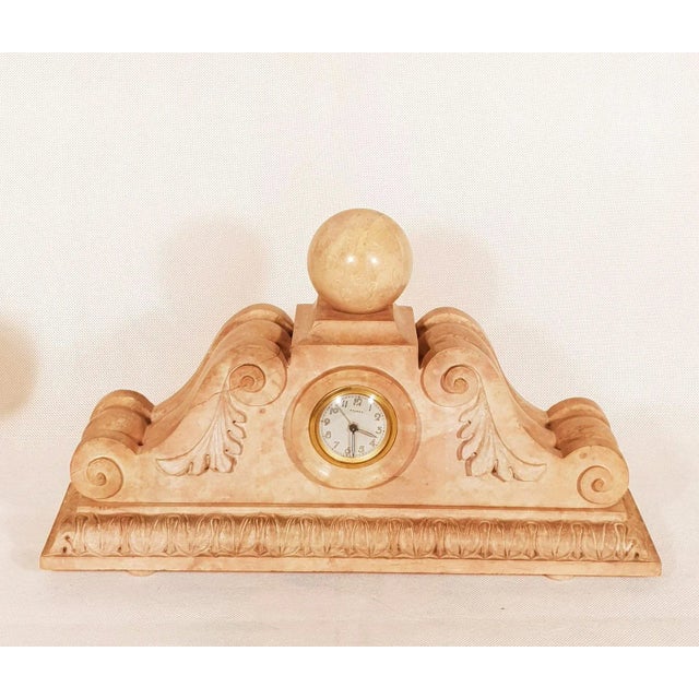 Art Deco Molded and Carved Stone Clock, 1930s For Sale - Image 9 of 9