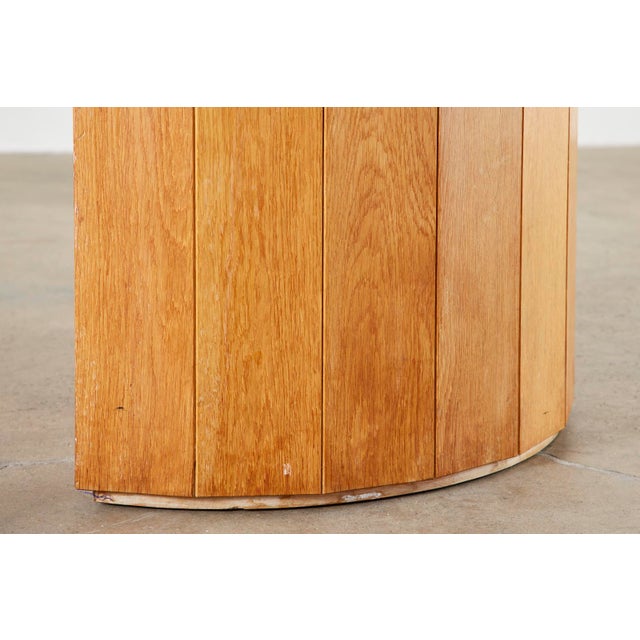 MarbleTop Oak Executive Pedestal Desk With Demilune Ends Chairish