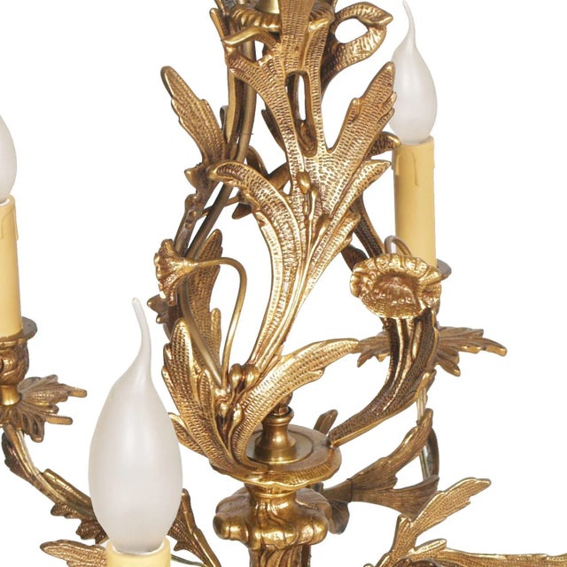 Antique Gilded Bronze 6 Light Chandelier For Sale - Image 10 of 15