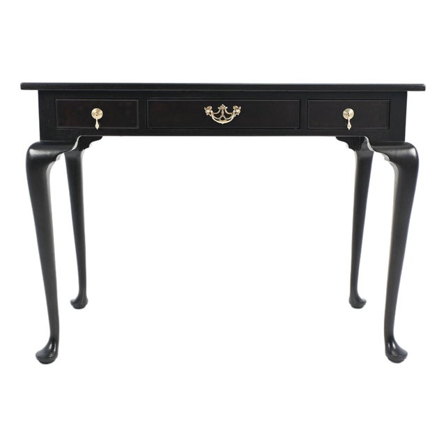 Kittinger Ebonized Mahogany & Burl Wood Writing Desk / Console | Newly Refinished For Sale