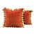 Orange Velvet Ivory Large Pom Pom Throw Pillow Pair For Sale