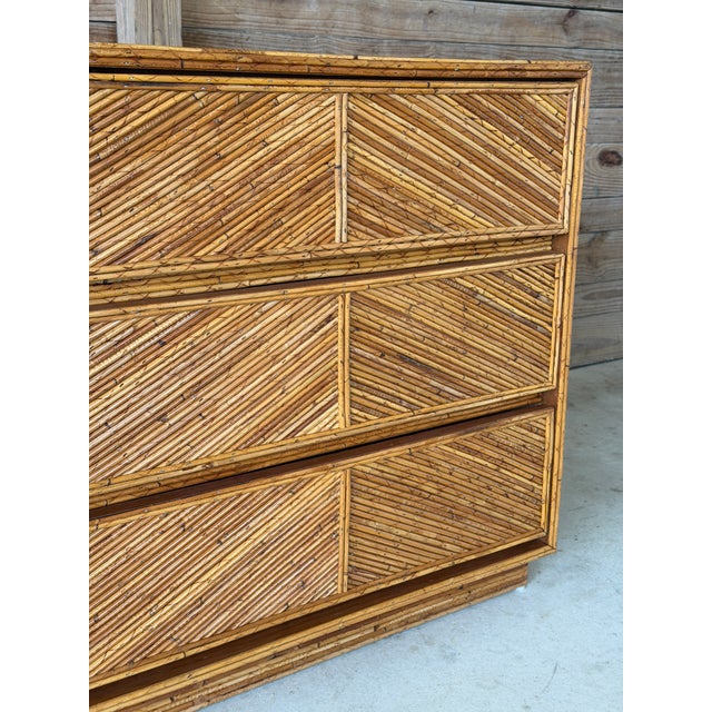Vintage Floating Pencil Rattan Three-Drawer Chest or Dresser For Sale In Naples, FL - Image 6 of 12