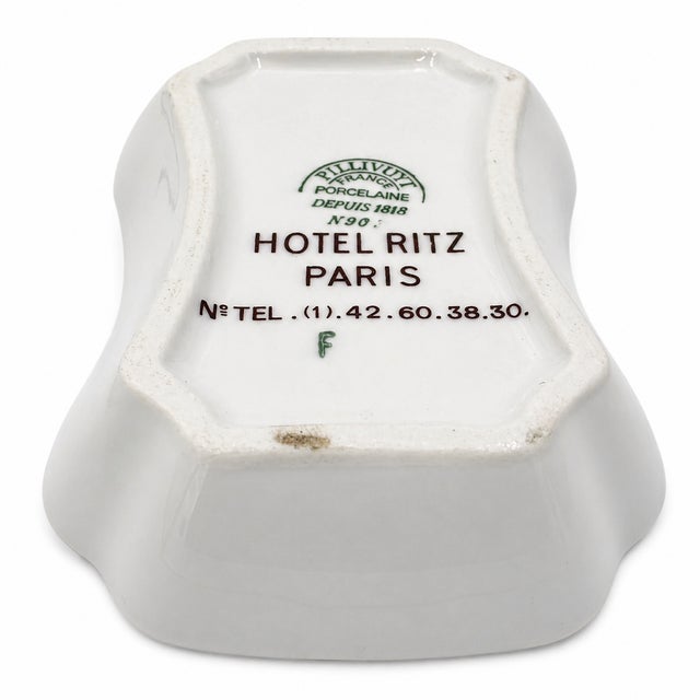 Mid 20th Century Vintage Ritz Paris Hotel White Porcelain Ashtray Soap Dish For Sale - Image 5 of 10